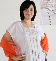 Льняная блузка с вышитым воротничком! 2012!
