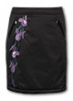 Утепленная стильная юбка с красивой вышивкой и боковыми карманами